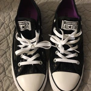 Black Sequin Converse All Star New w/o tag